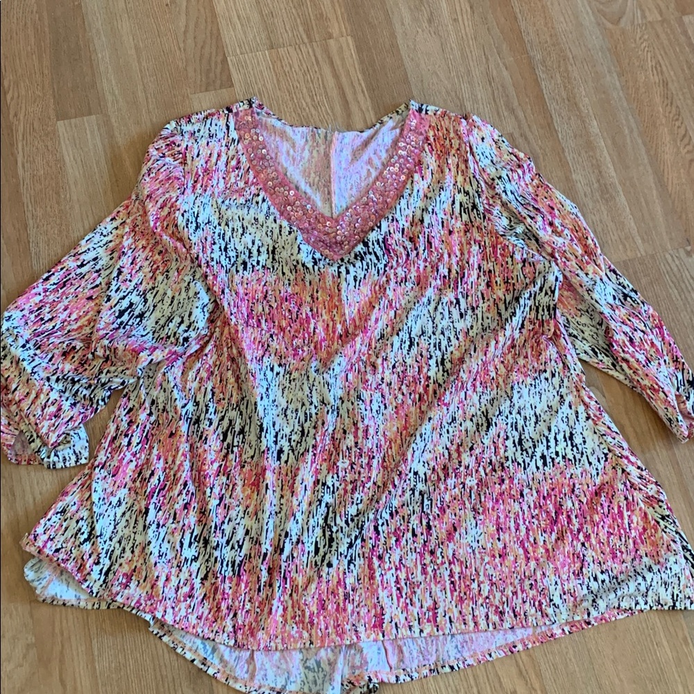 Vintage Pink and Black Women's Blouse